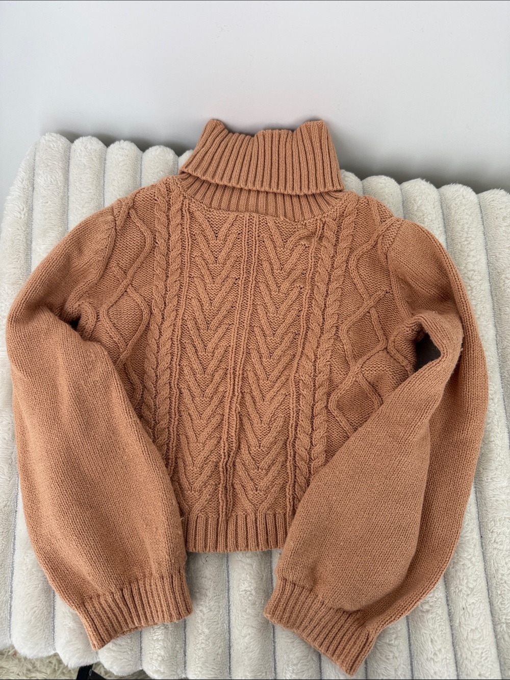 Tahari Kids Turtleneck Cable Knit Sweater in Camel XS (4)